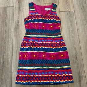 Vintage 90s Jessica Howard Sheath Dress in Bold Geometric Floral